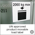 UN approved product movable load label